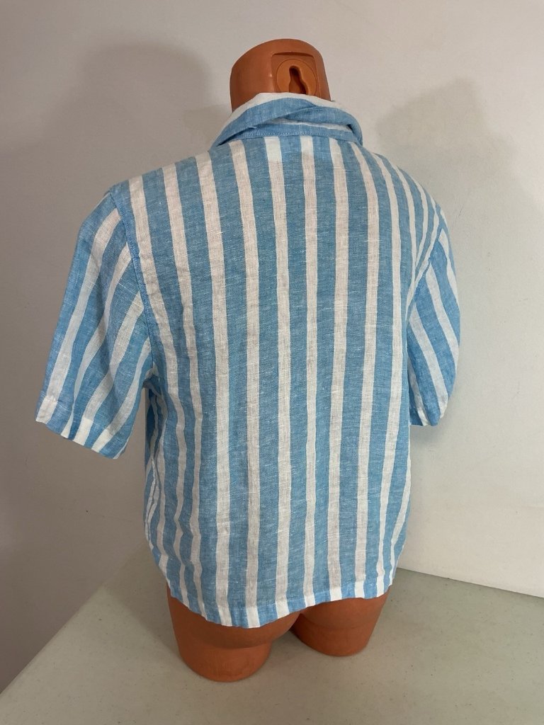 Cynthia Rowley Stripe Crop Linen Shirt Womens Large — image 5 of 7